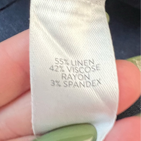 J Jill  linen stretch cropped pants navy blue elasticated waist XL #16 - Picture 5 of 6